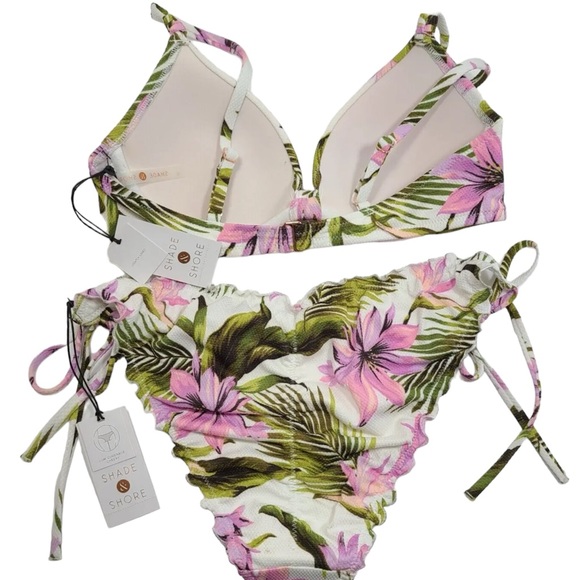 Bikini Set Cheeky Adjustable Straps 34B Top Med 8-10 Bottoms (2) Shade & Shore - Picture 2 of 16